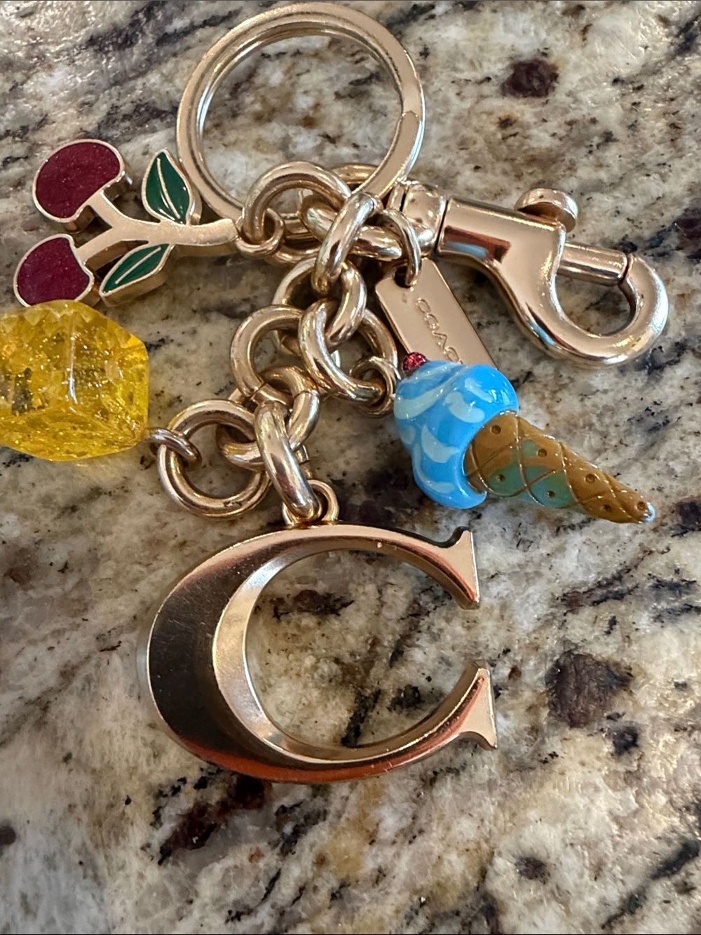 C Charm Cluster Bag Charm/Keychain, Gold/Mixed Enamel- - Picture 5 of 6